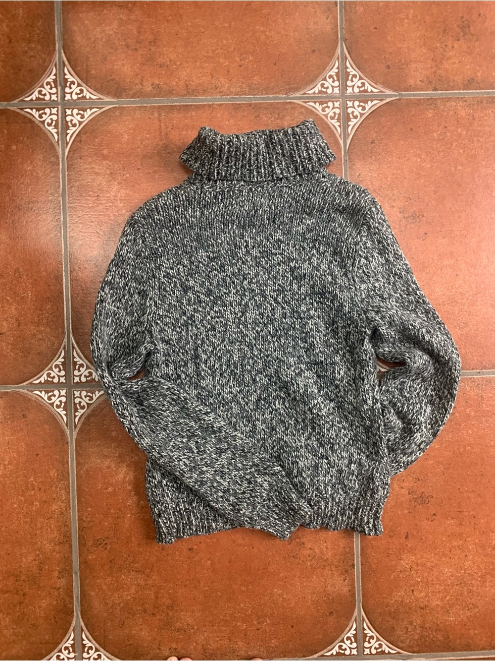 SO Marled Black & White Turtleneck Sweater